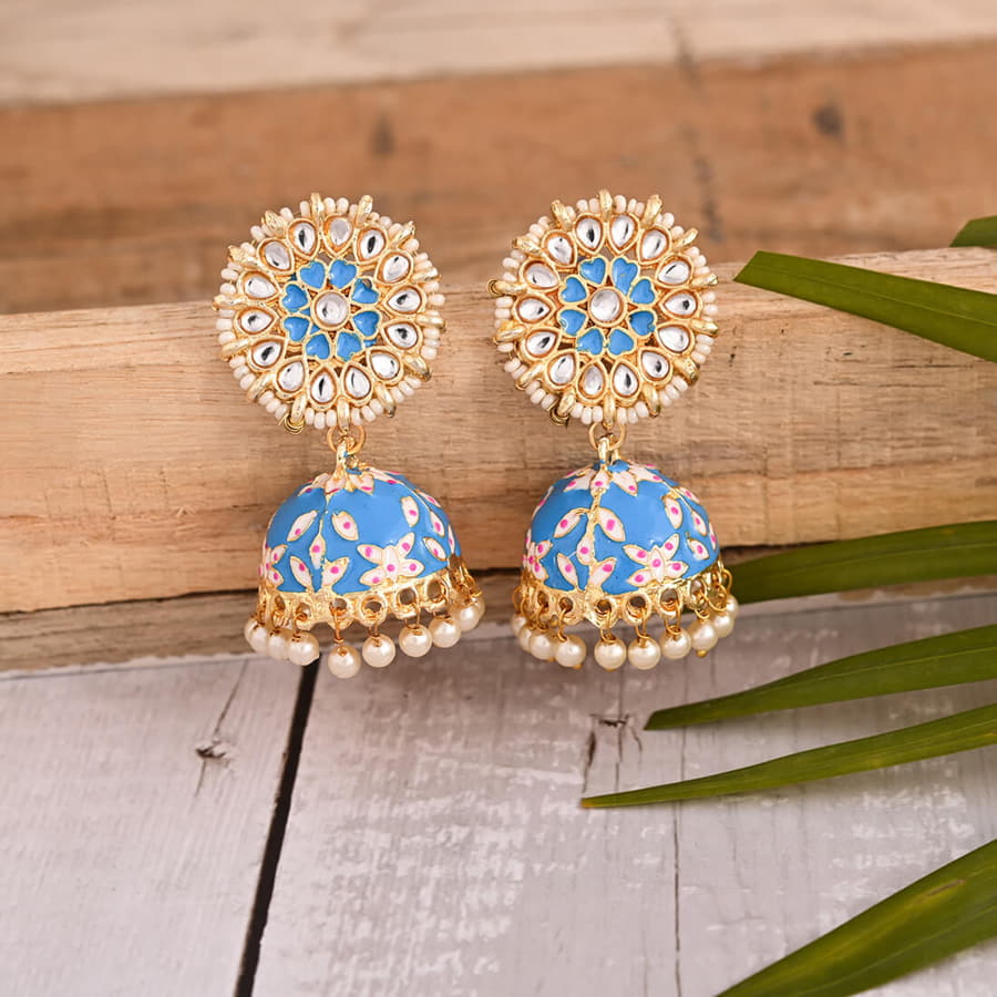 Blue store earrings jhumka