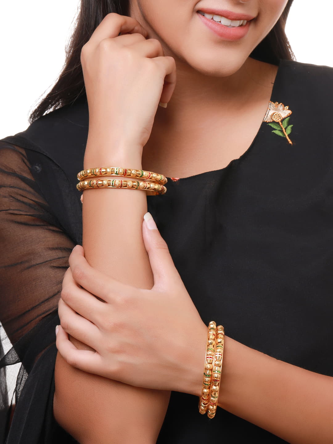 Enamel hot sale gold bangles