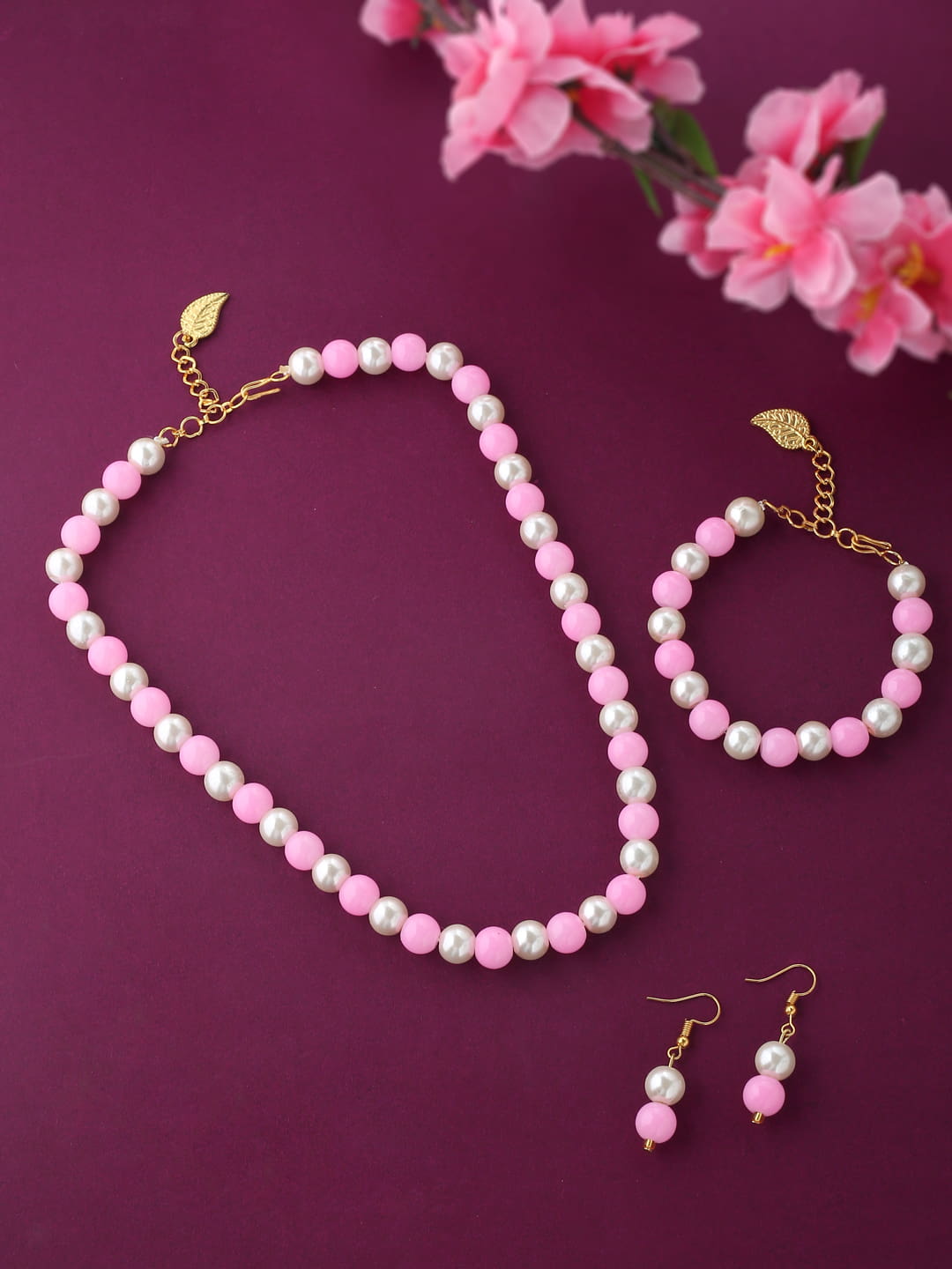 Light pink pearl on sale necklace