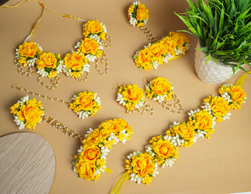 Handcrafted Yellow Floral Jewelry Set