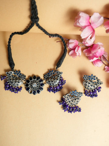 Oxidized Blue Stone Jewelry Set