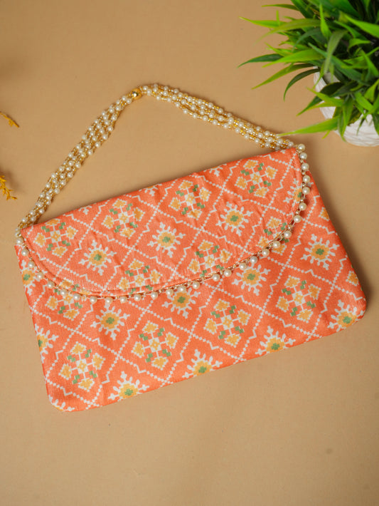 Gajari Patola Silk Clutch