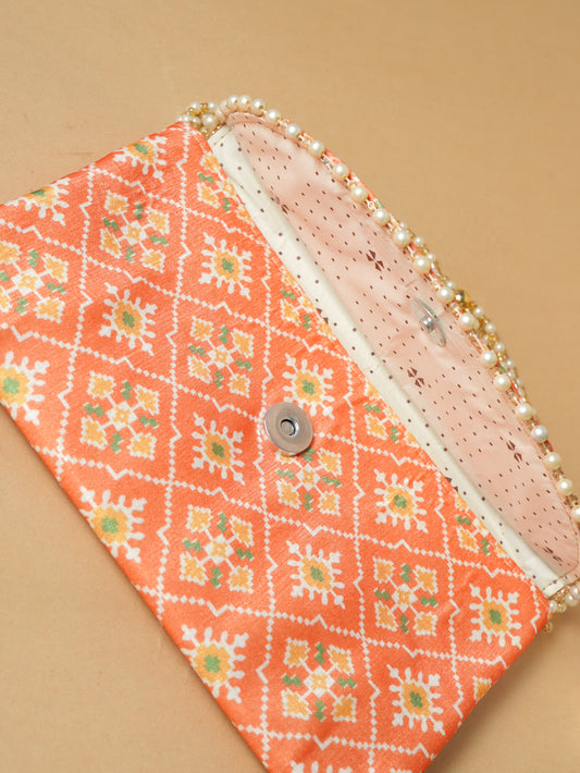 Gajari Patola Silk Clutch