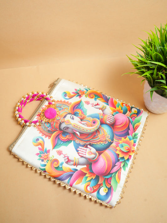 Elegant White Ganesh Ji Bag