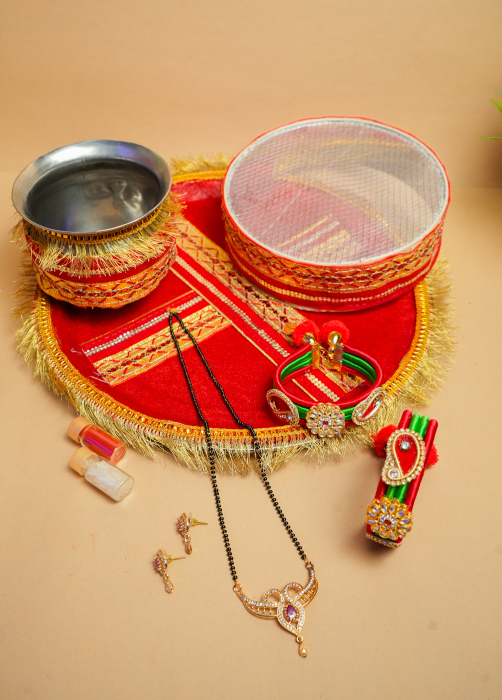 Elegant Karwa Chauth Thali Set with Mangalsutra