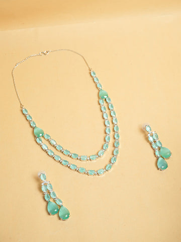 Mint Green Solitaire Beaded Jewellery Set