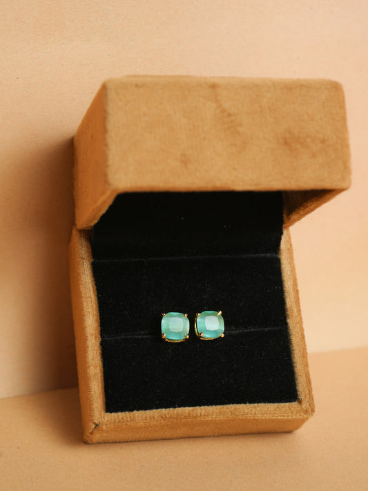 Minimalist Aqua Blue Gold-Plated Stud Earrings