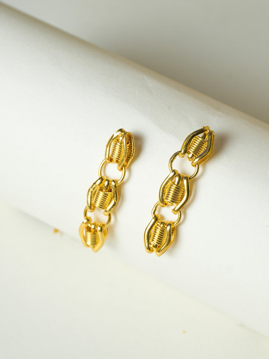 Elegant Gold-Toned Linked Chain Drop Earrings