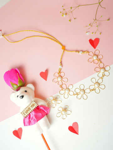 Floral Necklace with Cute Teddy Gift Combo