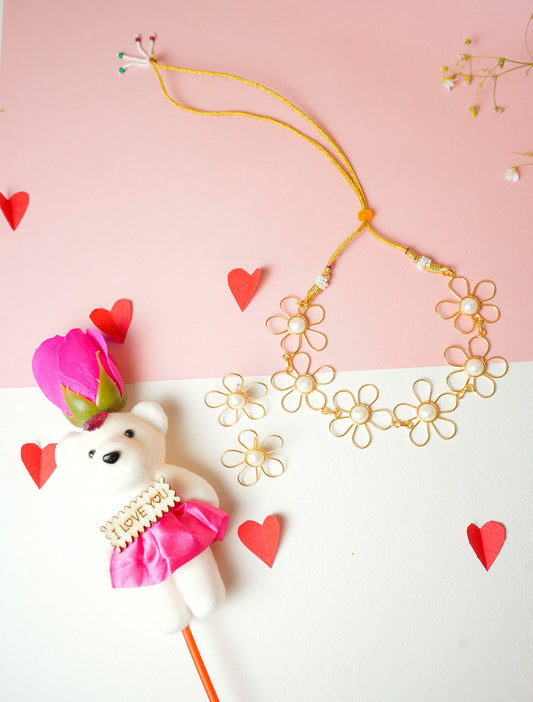 Floral Necklace with Cute Teddy Gift Combo