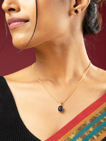 Viraasi Gold-Plated Elegant Blue Sapphire Necklace Set