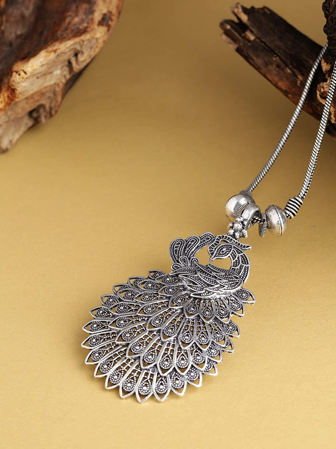 Silver Oxidised Long Necklace