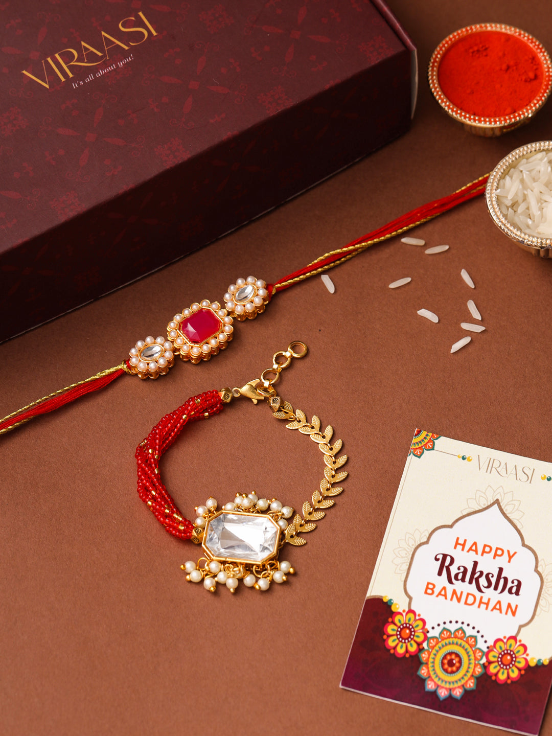 Bhaiya Bhabhi rakhi combo with Greetings card & Perfume