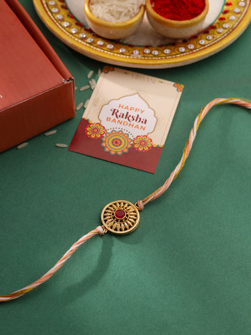 Gold Plated Rakhi with Lucky Jade plant