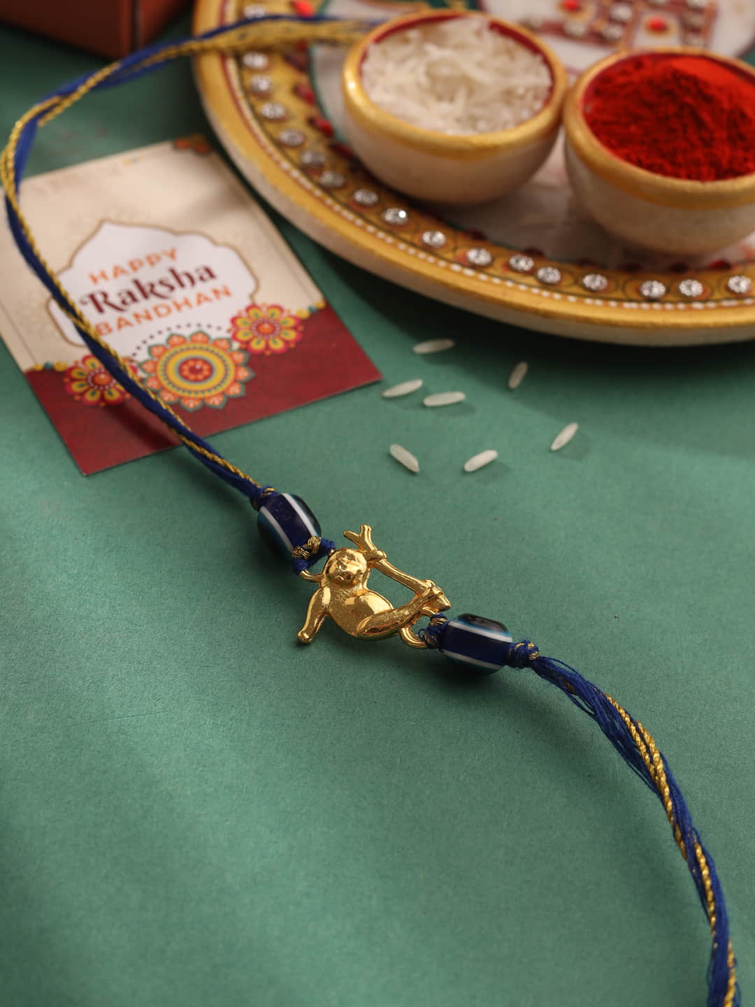 Gold Plated Monkey Rakhi For Kids