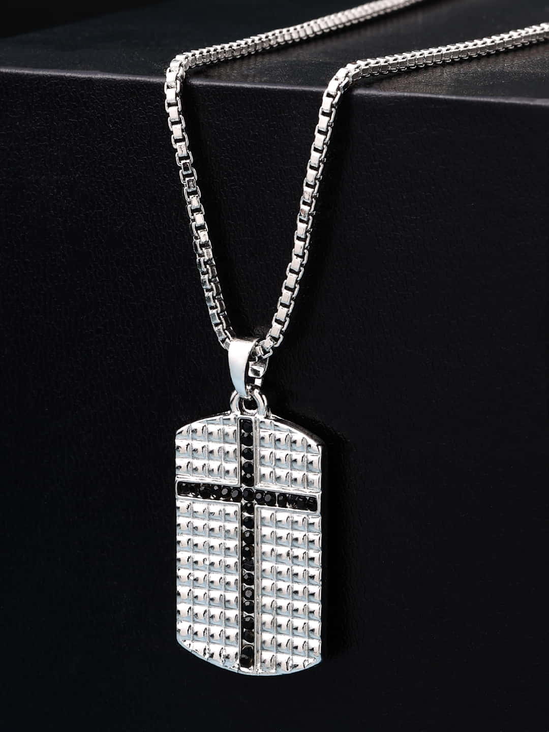 Dog Tag Pendant With Cross For Men