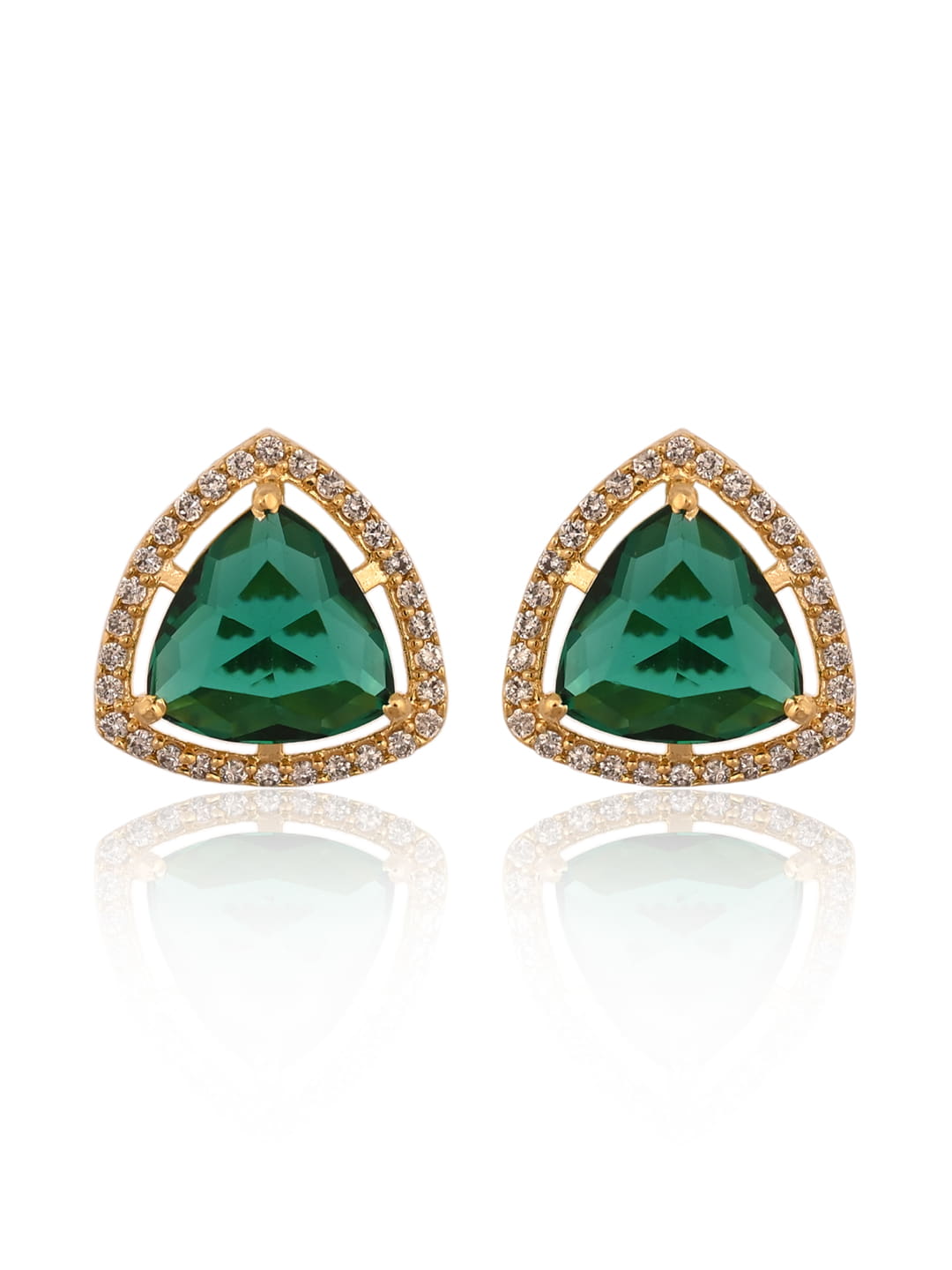 Emerald and Pearl Drop Stud Earrings | Caitlyn Minimalist