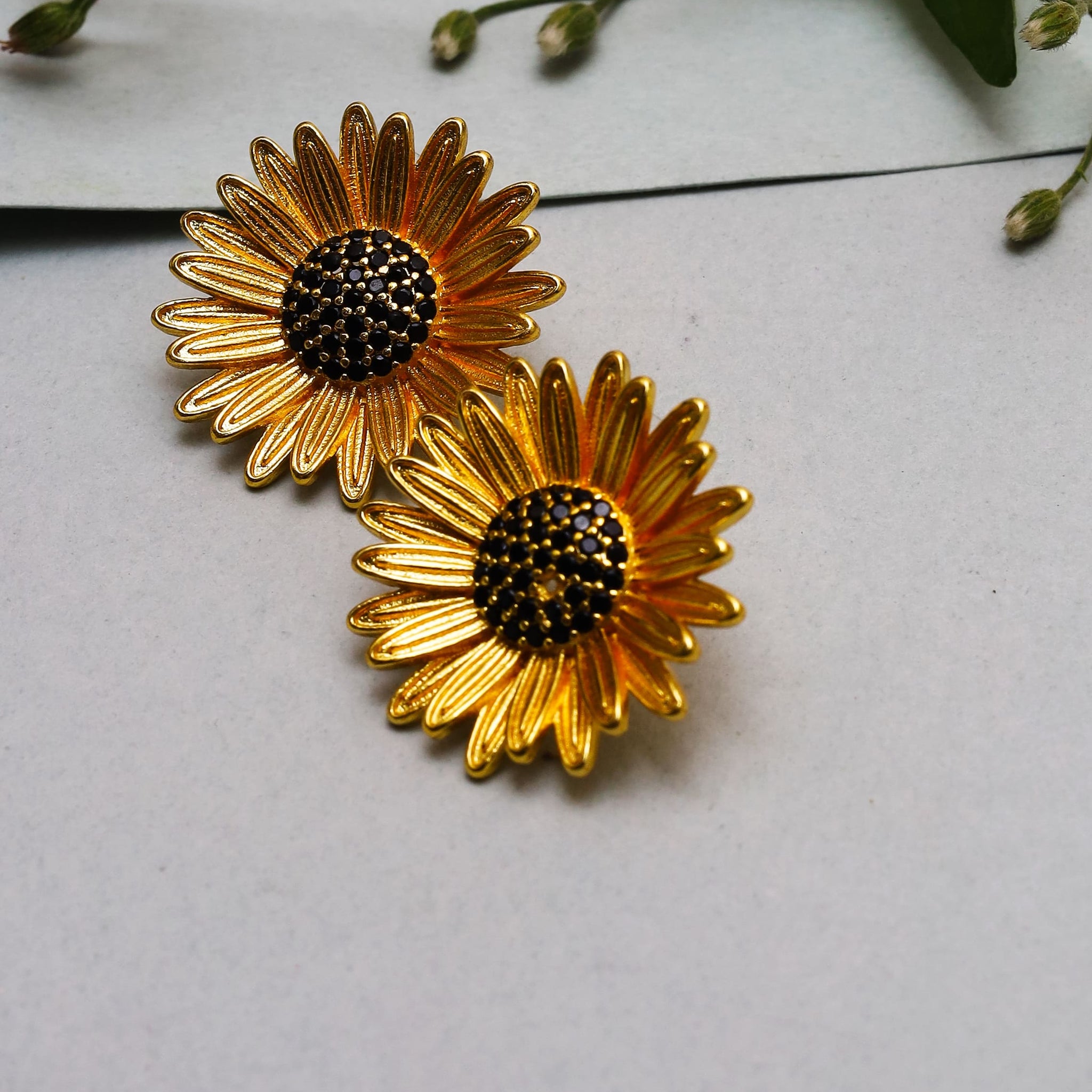 Gold Plated Sun Flower Earring