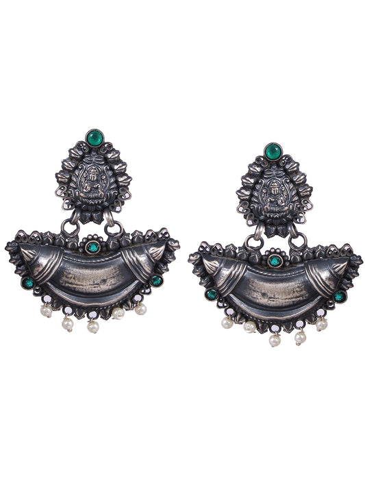 Dual Tone Studded Dangler Earrings