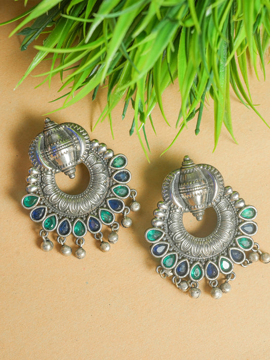 Elegant Oxidised Maang Tikka & Earring Combo Set