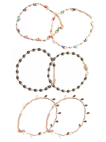 Stone Anklets Combo - Set of 3