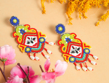 Handcrafted Beaded Navratri Earrings