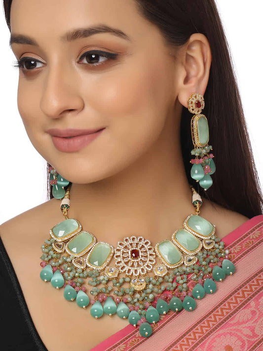 Bridal Diamond and Kundan Necklace Set