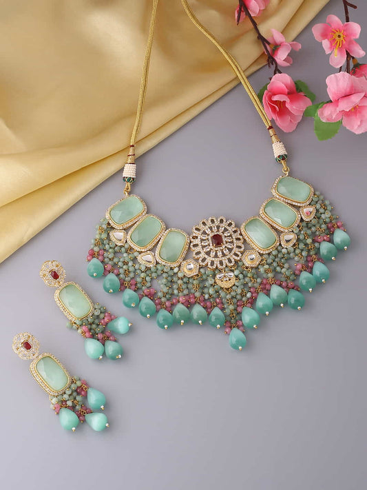 Bridal Diamond and Kundan Necklace Set