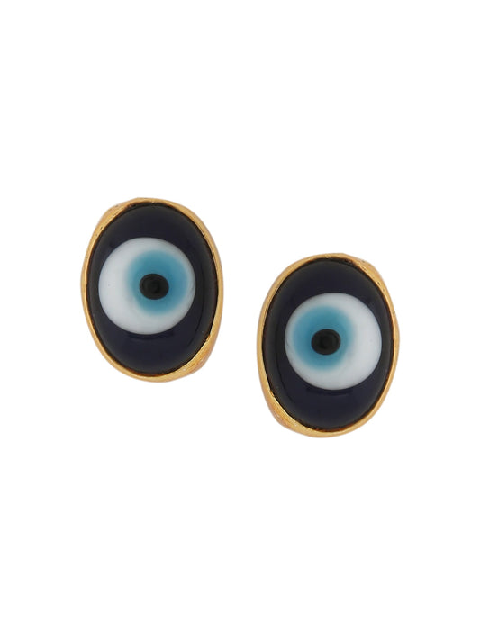 Gold Plated Enamel Evil Eye Chain Pendant Set with Ring