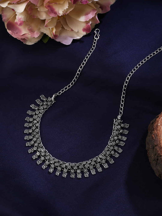 Silver Plated Ethnic Choker Necklace for Girls