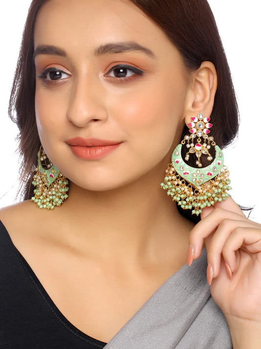 Meenakari Long Jhumki Earrings