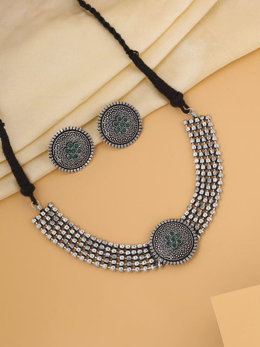 Oxidized Choker Necklace Set