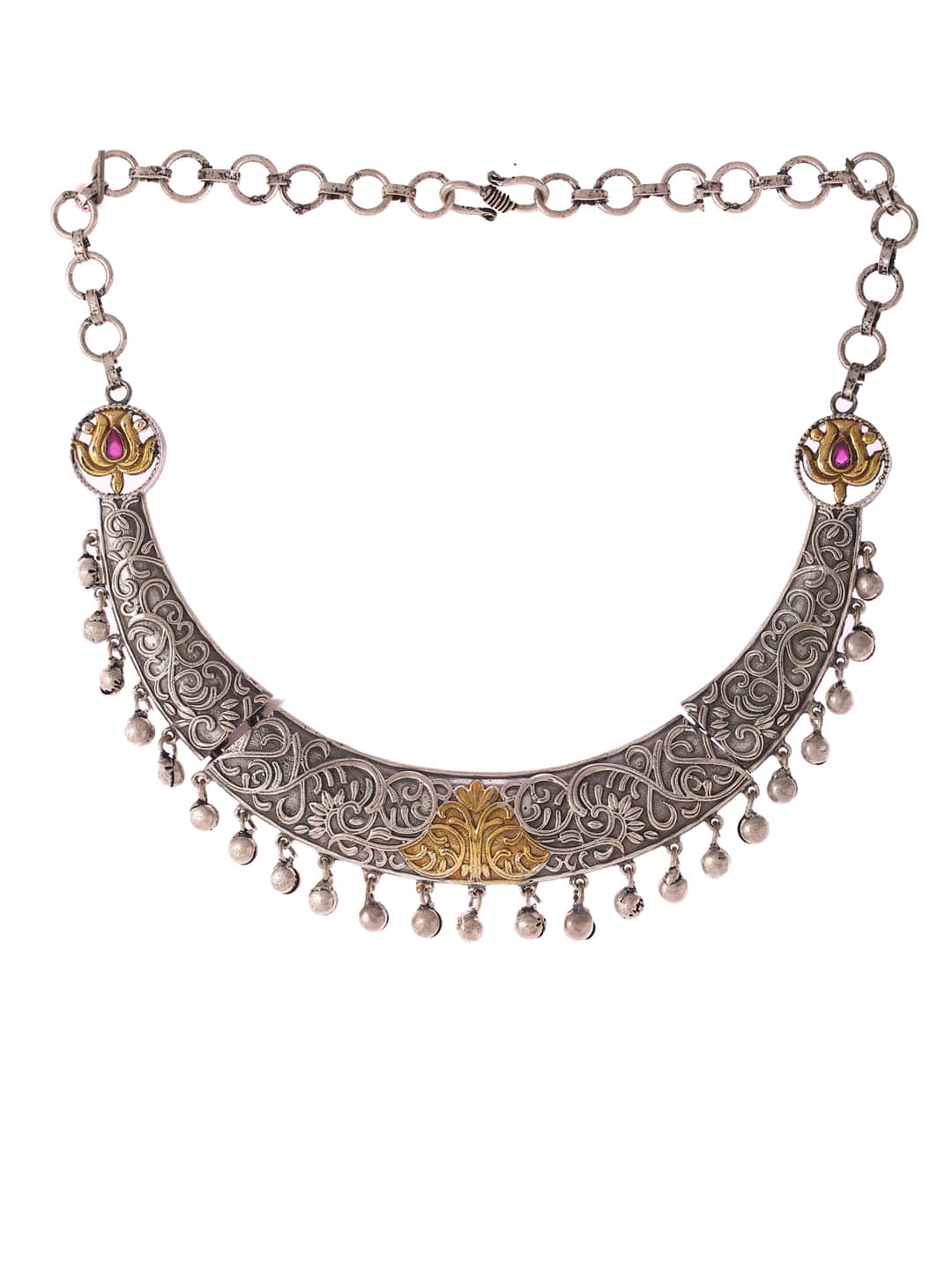 dual-tone-moon-shape-necklace-for-women-viraasi