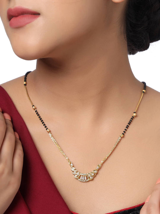 Gold-Plated Black Beaded Mangalsutra for Women