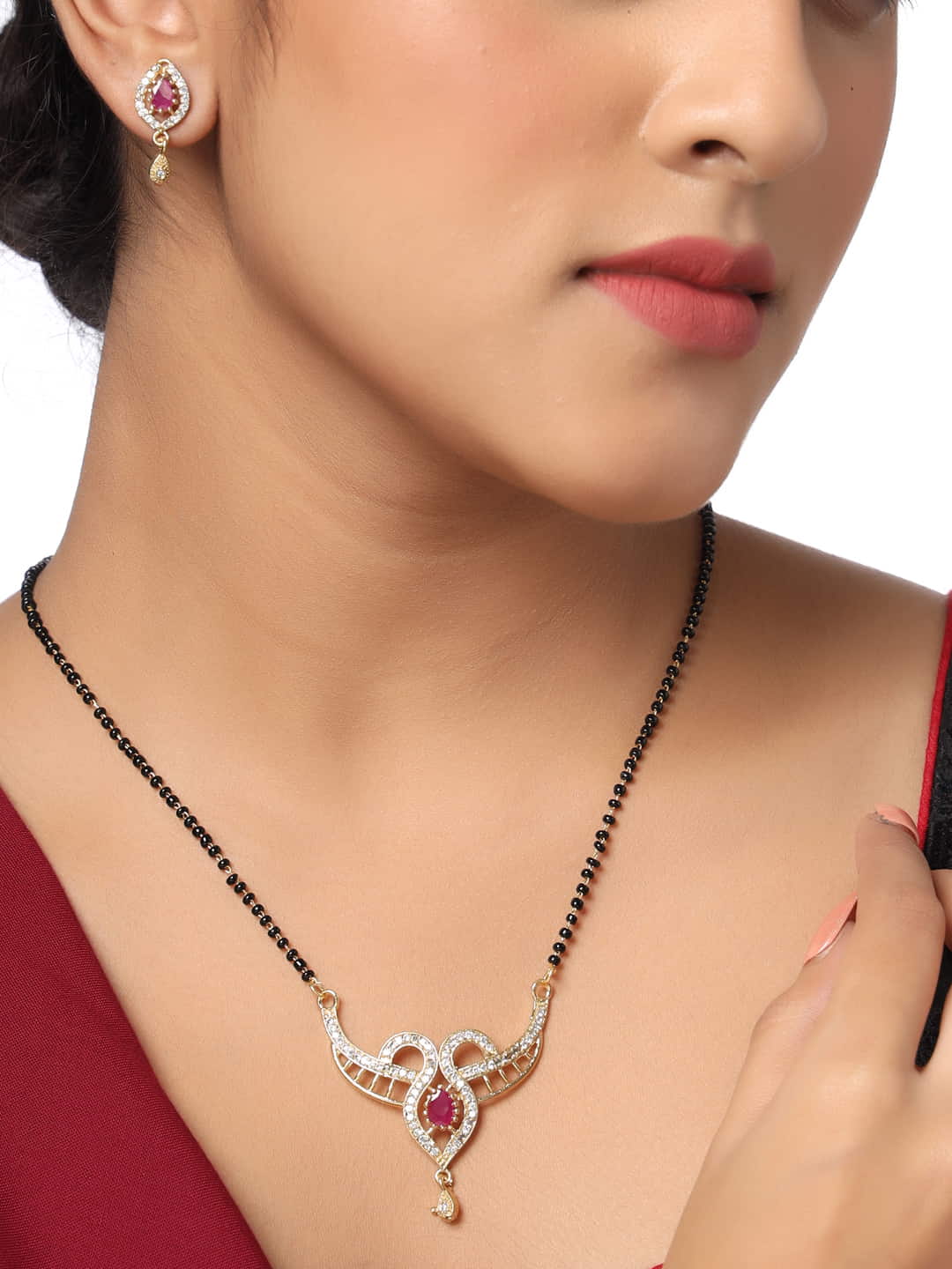 gold-plated-pink-stone-mangalsutra-with-earrings-for-women-viraasi