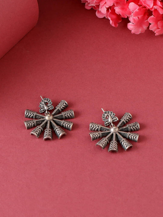 Antique Oxidised Floral Shape Earrings