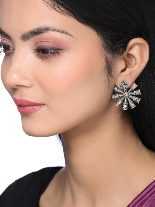 Antique Oxidised Floral Shape Earrings