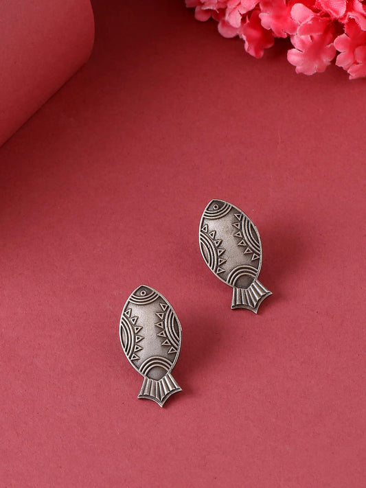 Fish Shape Antique Oxidised Earrings