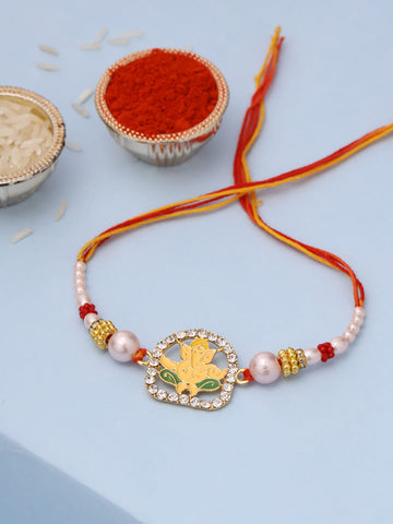 Diamond Studded Lord Ganesha Rakhi for Brother-Viraasi