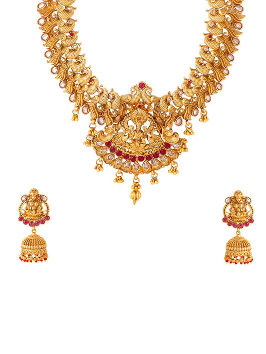 Gold Plated Goddess Laxmi Temple Necklace Set