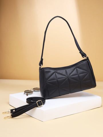 Black Solid Shoulder Bag for Women & Girls