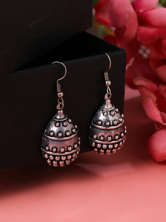 Oxidised Silver Plated Rava Ball Earrings