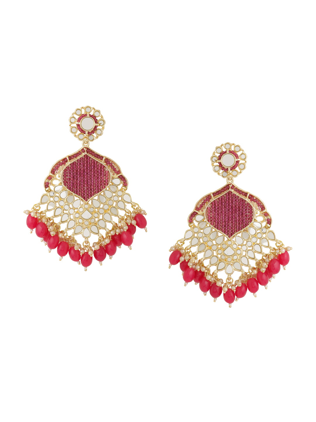 gold-plated-red-beads-studded-mirror-earrings-viraasi