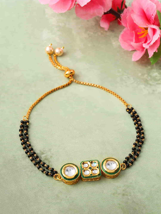 Black Beaded Stylish Adjustable Mangalsutra Bracelet for Women