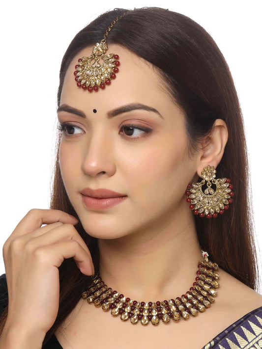 Gold Plated Kundan Choker Necklace Set