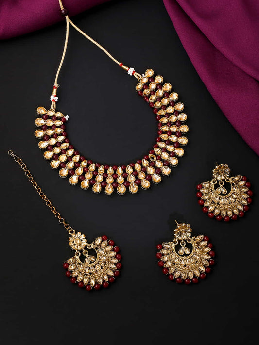 Gold Plated Kundan Choker Necklace Set