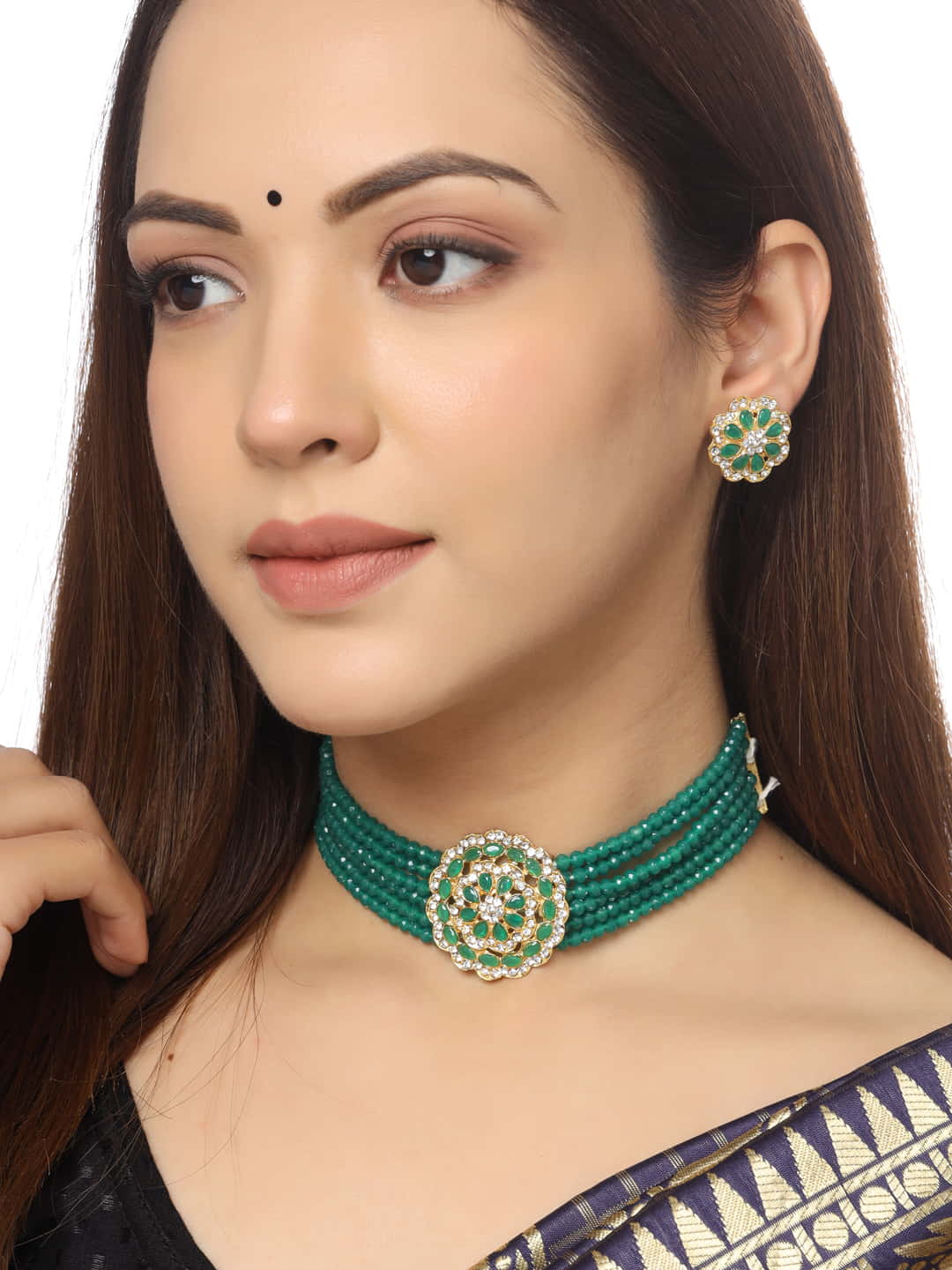 ad-&-green-stone-studded-choker-necklace-set-viraasi