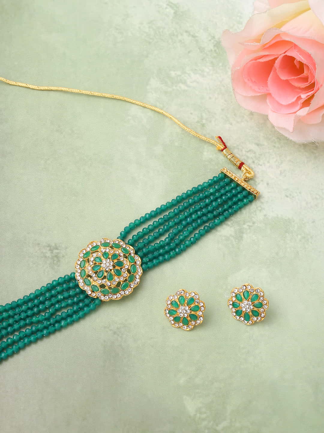 ad-&-green-stone-studded-choker-necklace-set-viraasi