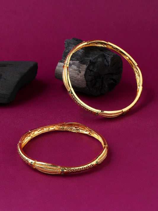 Gold Plated Traditional Bangle Set of 2