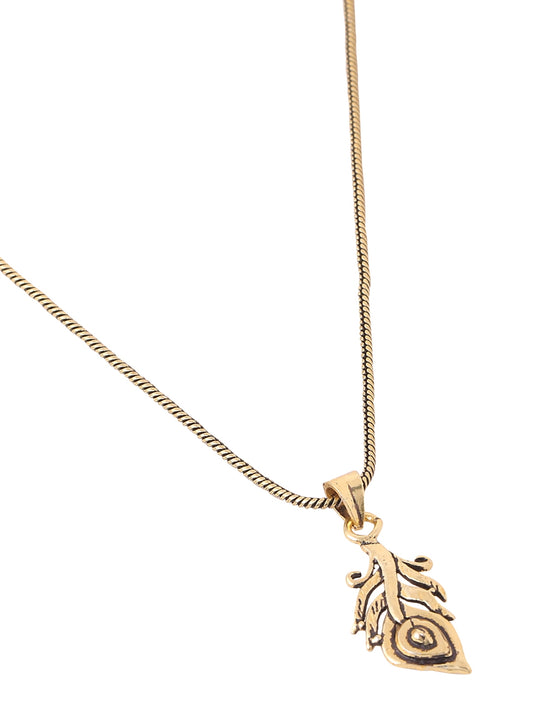 Shri Krishna Mor Pankh Gold Plated Pendant with Chain